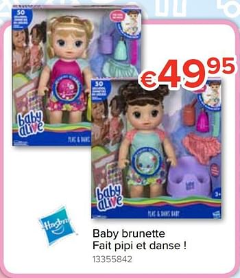 Promoties Baby brunette fait pipi et danse ! - Hasbro - Geldig van 20/10/2018 tot 06/12/2018 bij Euro Shop