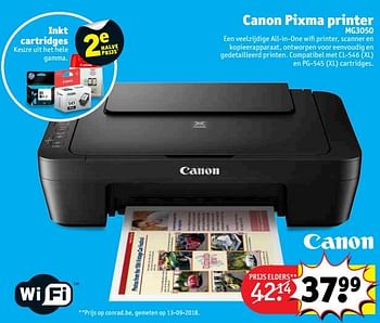 Promotions Canon pixma printer mg3050 - Canon - Valide de 23/10/2018 à 28/10/2018 chez Kruidvat