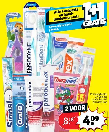Promoties Colgate tandenborstel slimsoft duo - Colgate - Geldig van 23/10/2018 tot 28/10/2018 bij Kruidvat