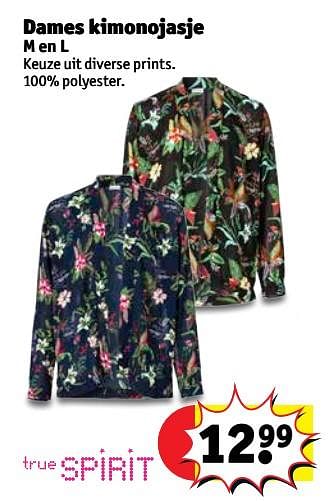 Promoties Dames kimonojasje - True Spirit - Geldig van 23/10/2018 tot 28/10/2018 bij Kruidvat