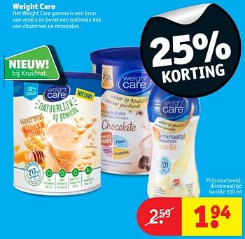Promotions Drinkmaaltijd vanille - Weight Care - Valide de 23/10/2018 à 28/10/2018 chez Kruidvat