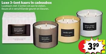 Promoties Luxe 3-lont kaars in cadeaubox - Huismerk - Kruidvat - Geldig van 23/10/2018 tot 28/10/2018 bij Kruidvat