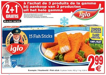 Promoties Fish stick - Iglo - Geldig van 23/10/2018 tot 29/10/2018 bij Cora