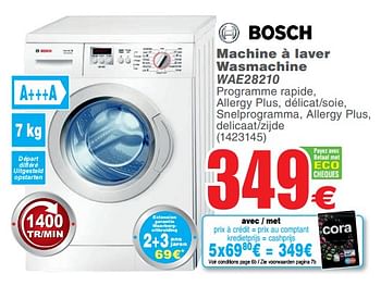 Promoties Bosch machine à laver wasmachine wae28210 - Bosch - Geldig van 23/10/2018 tot 05/11/2018 bij Cora