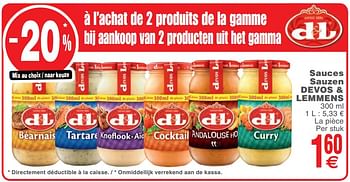 Promoties Sauces sauzen - Devos Lemmens - Geldig van 23/10/2018 tot 29/10/2018 bij Cora