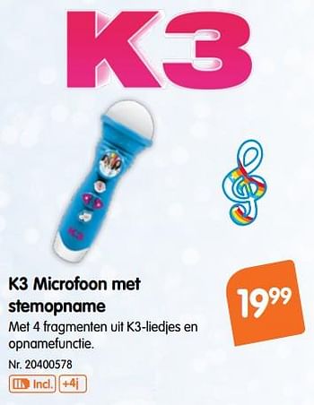 Promoties K3 microfoon met stemopname - K3 - Geldig van 17/10/2018 tot 29/11/2018 bij Fun