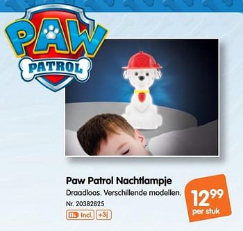 Promoties Paw patrol nachtlampje - PAW  PATROL - Geldig van 17/10/2018 tot 29/11/2018 bij Fun