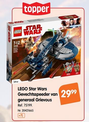 Promoties Lego star wars gevechtsspeeder van generaal grievous - Lego - Geldig van 17/10/2018 tot 29/11/2018 bij Fun