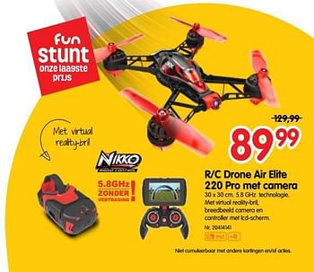 Promotions R-c drone air elite 220 pro met camera - Nikko - Valide de 17/10/2018 à 29/11/2018 chez Fun