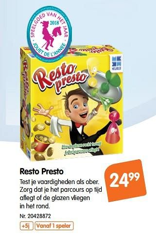 Promoties Resto presto - Megableu - Geldig van 17/10/2018 tot 29/11/2018 bij Fun