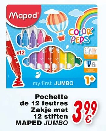 Promoties Pochette de 12 feutres zakje met 12 stiften maped jumbo - Maped - Geldig van 19/10/2018 tot 08/12/2018 bij Cora