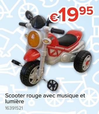 Promotions Scooter rouge avec musique et lumière - Produit Maison - Euroshop - Valide de 20/10/2018 à 06/12/2018 chez Euro Shop
