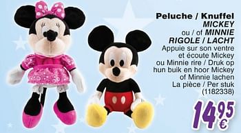 Promoties Peluche - knuffel mickey ou - of minnie rigole - lacht - Disney - Geldig van 19/10/2018 tot 08/12/2018 bij Cora