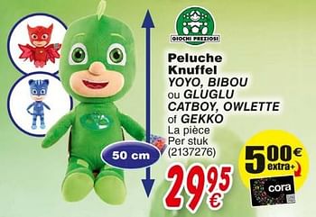 Promoties Peluche knuffel yoyo, bibou ou gluglu catboy, owlette of gekko - Giochi Preziosi - Geldig van 19/10/2018 tot 08/12/2018 bij Cora