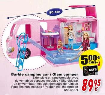 Promotions Barbie camping car - glam camper - Mattel - Valide de 19/10/2018 à 08/12/2018 chez Cora