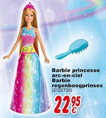 Promotions Barbie princesse arc-en-ciel barbie regenboogprinses - Mattel - Valide de 19/10/2018 à 08/12/2018 chez Cora