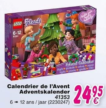 Promotions Calendrier de l`avent 24965 adventskalender 41353 - Lego - Valide de 19/10/2018 à 08/12/2018 chez Cora