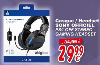 Promotions Casque - headset sony officiel ps4 off stereo gaming headset - Sony - Valide de 19/10/2018 à 08/12/2018 chez Cora