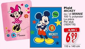 Promotions Plaid mickey ou of minnie - Mickey Mouse - Valide de 19/10/2018 à 08/12/2018 chez Cora