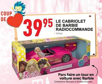 Promotions Le cabriolet de barbie radiocommande - Mattel - Valide de 17/10/2018 à 08/12/2018 chez Trafic