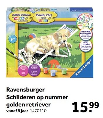 Nog steeds Schrijft een rapport tent Ravensburger Ravensburger schilderen op nummer golden retriever - Promotie  bij Intertoys