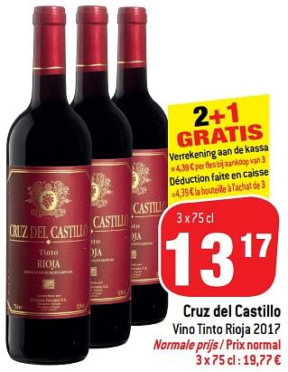 Promoties Cruz del castillo vino tinto rioja 2017 - Rode wijnen - Geldig van 24/10/2018 tot 06/12/2018 bij Match
