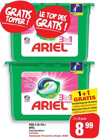 Promoties Pods 3 in - en 1 ariel - Ariel - Geldig van 24/10/2018 tot 06/12/2018 bij Match