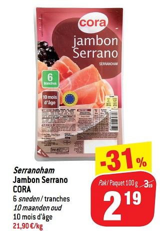 Promotions Serranoham jambon serrano cora - Produit maison - Match - Valide de 24/10/2018 à 06/12/2018 chez Match
