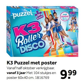 Promoties K3 puzzel met poster - Studio 100 - Geldig van 08/10/2018 tot 09/12/2018 bij Intertoys
