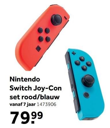 Promoties Nintendo switch joy-con set rood-blauw - Nintendo - Geldig van 08/10/2018 tot 09/12/2018 bij Intertoys