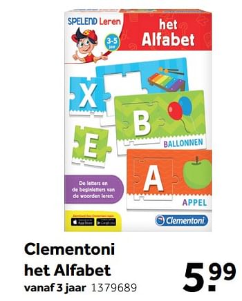 Promoties Clementoni het alfabet - Clementoni - Geldig van 08/10/2018 tot 09/12/2018 bij Intertoys