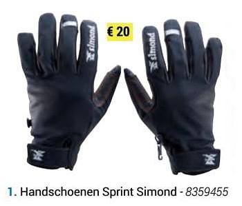 Promoties Handschoenen sprint simond - Simond - Geldig van 08/10/2018 tot 23/12/2018 bij Decathlon