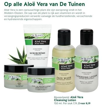 Promoties Aloë vera cleansing lotion - De Tuinen - Geldig van 22/10/2018 tot 11/11/2018 bij Holland & Barret