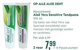 Promoties Aloë vera sensitive tandpasta - AloeDent - Geldig van 22/10/2018 tot 11/11/2018 bij Holland & Barret