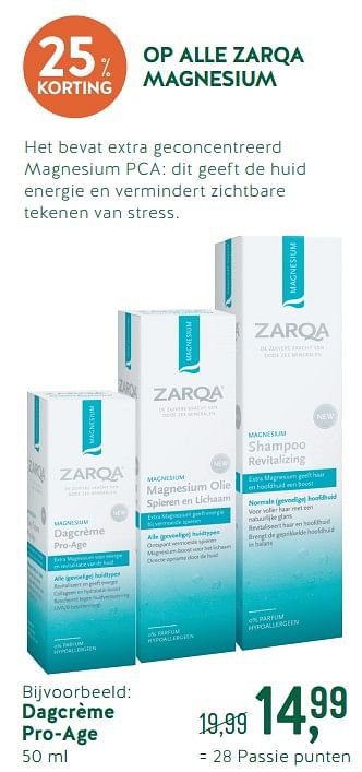 Promoties Dagcrème pro-age - Zarqa - Geldig van 22/10/2018 tot 11/11/2018 bij Holland & Barret