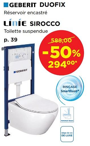 Promotions Duofix réservoir encastré sirocco toilette suspendue - Produit maison - X2O - Valide de 29/10/2018 à 01/12/2018 chez X2O
