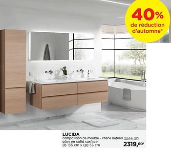 Promotions Lucida composition de meuble - chêne naturel plan en solid surface - Balmani - Valide de 29/10/2018 à 01/12/2018 chez X2O