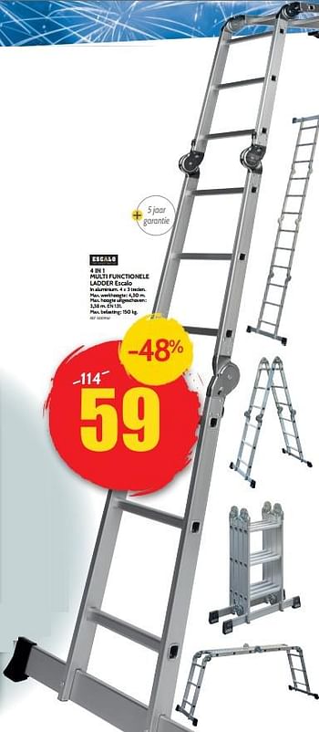Promoties 4 in 1 multi functionele ladder escalo - Escalo - Geldig van 31/10/2018 tot 05/11/2018 bij BricoPlanit