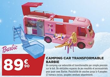 Promotions Camping car transformable barbie - Mattel - Valide de 15/10/2018 à 25/11/2018 chez Géant Casino