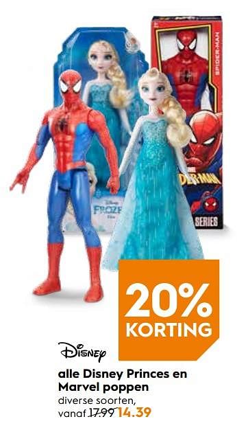 Promoties Alle disney princes en marvel poppen - Disney Princess - Geldig van 24/10/2018 tot 06/11/2018 bij Blokker