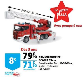 Promotions Camion pompier scania 59 cm - Produit Maison - Auchan Ronq - Valide de 19/10/2018 à 16/12/2018 chez Auchan Ronq