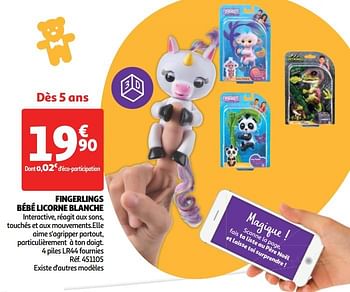 Promoties Fingerlings bébé licorne blanche - Fingerlings - Geldig van 19/10/2018 tot 16/12/2018 bij Auchan