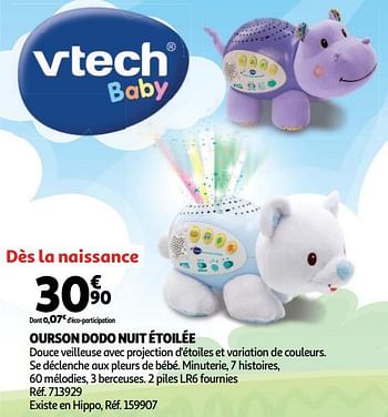 Promotions Ourson dodo nuit étoilée - Vtech - Valide de 19/10/2018 à 16/12/2018 chez Auchan Ronq