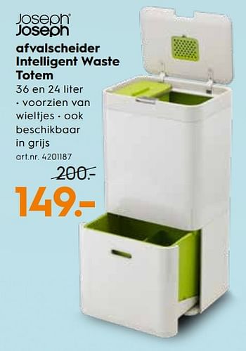 Promoties Afvalscheider intelligent waste totem - Joseph Joseph - Geldig van 24/10/2018 tot 06/11/2018 bij Blokker