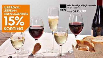 Promoties Alle 3-delige wijnglazensets - Royal Leerdam - Geldig van 24/10/2018 tot 06/11/2018 bij Blokker