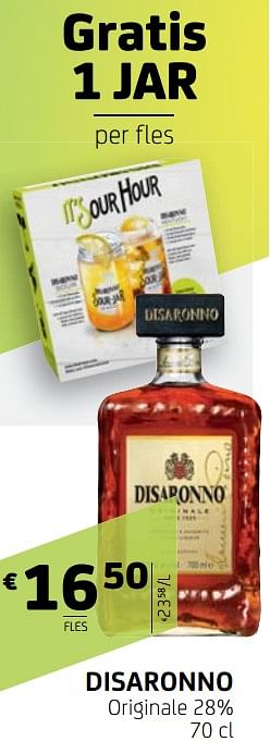 Promoties Disaronno originale 28% - Disaronno - Geldig van 26/10/2018 tot 06/11/2018 bij BelBev