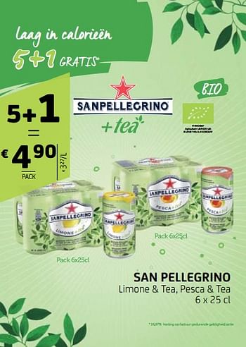 Promoties San pellegrino limone + tea, pesca + tea - San Pellegrino - Geldig van 26/10/2018 tot 06/11/2018 bij BelBev