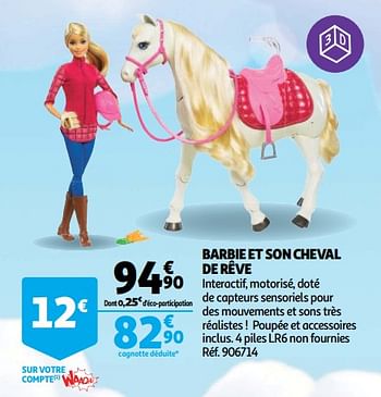 Promotions Barbie et son cheval de rêve - Mattel - Valide de 19/10/2018 à 16/12/2018 chez Auchan Ronq