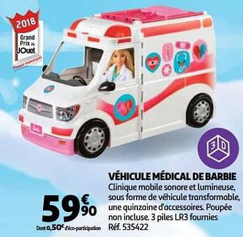 Promoties Véhicule médical de barbie - Mattel - Geldig van 19/10/2018 tot 16/12/2018 bij Auchan