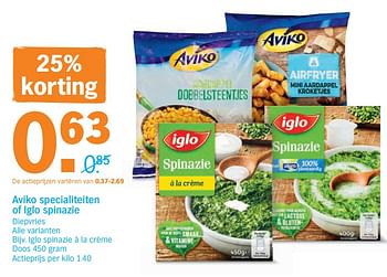 Albert Heijn Promotie Aviko Specialiteiten Of Iglo Spinazie Iglo Spinazie A La Creme Doos Iglo Diepvries Geldig Tot 04 11 18 Promobutler